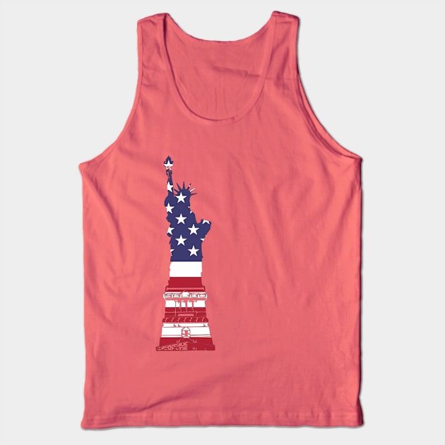 Statue of Liberty in American Flag - USA Flag T Shirt Tank Top by Printaha